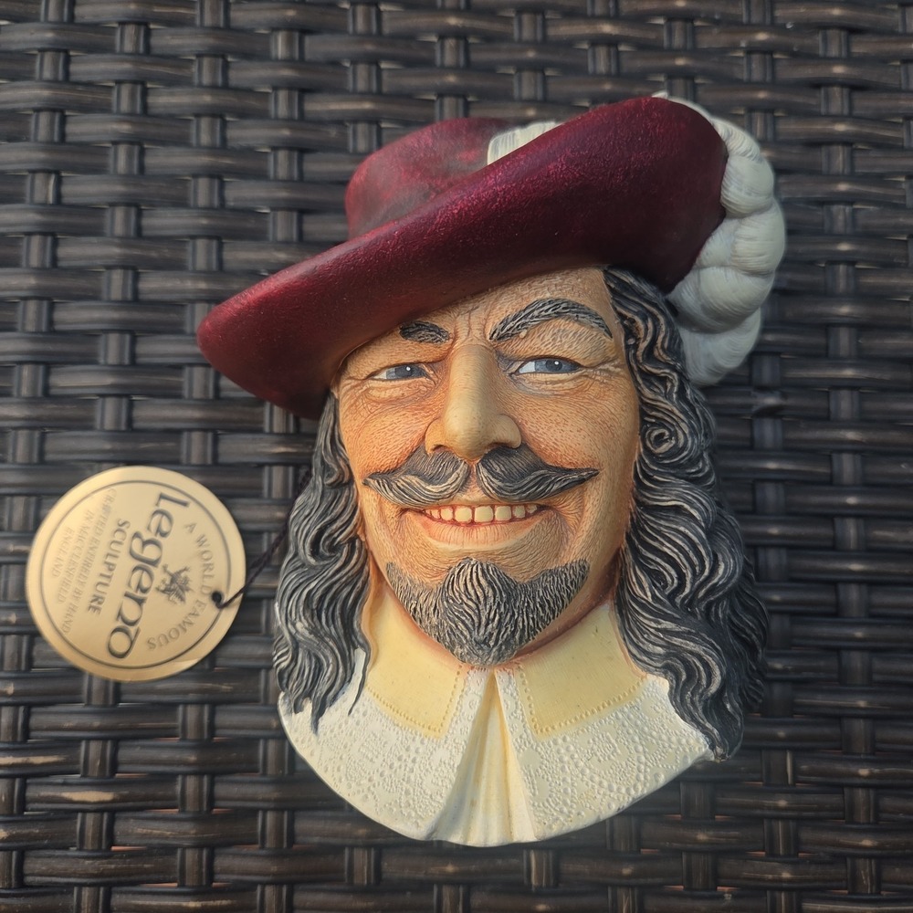 Signed Legend Cavalier Hand Painted Signed 1985 Chalkware Original Tag Wall Art
